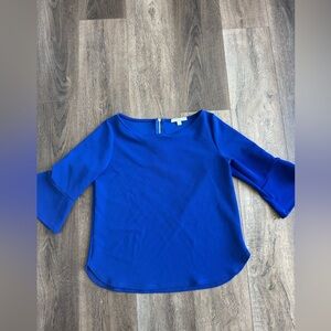 Green Envelope Royal blue blouse.  Zipper detail on back. Women’s size large.